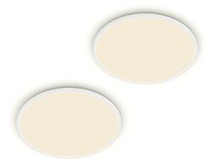 Philips plafonieră LED SuperSlim set de 2 bucăți IP44 Ø 25cm 4.000K, reglabil, Alb, Studiu / Birou, Plastic, Modern