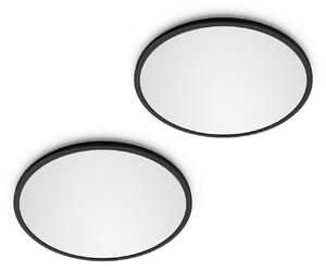 Philips LED SuperSlim set de 2 bucăți negru IP44 Ø 30cm 2.700K, reglabil, Negru, Studiu / Birou, Plastic, Modern
