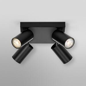 OSRAM Spot de tavan OCTAGON PLATE, negru, 4 becuri GU10-LED 927, reglabil, Negru, Camera de zi / sufragerie, Metal, Modern