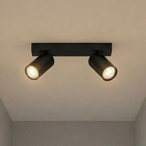 OSRAM Spot de tavan OCTAGON negru 2 becuri GU10-LED 927 dimabil, reglabil, Negru, Camera de zi / sufragerie, Metal, Modern