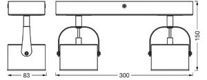 OSRAM Plafonieră LED Jupiter, 2 becuri, argintiu, metal, Metalic, Camera de zi / sufragerie, Metal, Modern