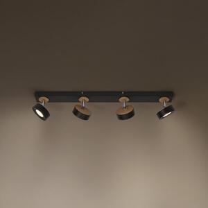 OSRAM Spot LED PLUTO, negru, 4 spoturi, 3.000 K, Negru, Camera de zi / sufragerie, Metal