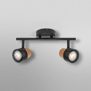 OSRAM Spot de tavan CORK, negru, 2 spoturi GU10-LED 927 dimabil, reglabil, Negru, Camera de zi / sufragerie, Metal