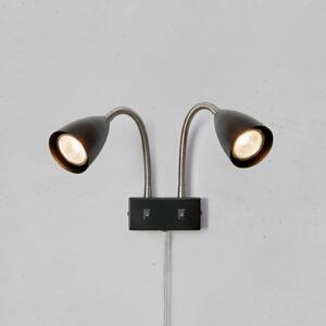 Markslöjd Aplică de perete Ciro, negru, metal, ștecher, GU10, Negru, Camera de zi / sufragerie, Metal, Modern