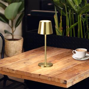 FH Lighting Lampa de masă cu LED și baterie Roxi, culoare alamă, metal, IP54, dimabil, reglabil, Auriu / Alamă, Camera de zi / sufragerie, Metal, Modern