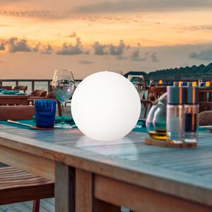FH Lighting Lumină solară LED pentru exterior Dabus, Ø 30 cm, sferică, albă, acrilică, reglabil, Alb, Camera de zi / sufragerie, Plastic