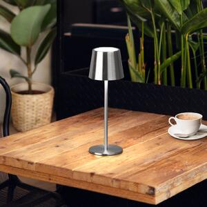 FH Lighting Lampa de masă cu LED și baterie Roxi, culoare nichel, metal, IP54, dimabil, reglabil, Metalic, Camera de zi / sufragerie, Metal, Modern