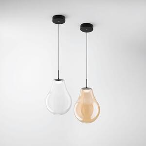 Fabas Luce Lampă suspendată LED Noa, chihlimbar, sticlă, Ø 25 cm, CCT, dimabilă, reglabil, Bej, Camera de zi / sufragerie, Sticlă, Modern