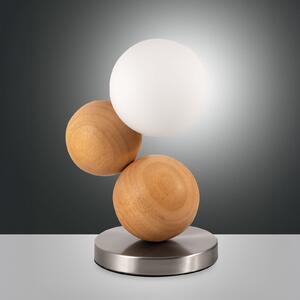 Fabas Luce Lampa de masă Micky, lemn deschis/nichel, lemn, dimabilă, G9, reglabil, Lemn, Camera de zi / sufragerie, Lemn, Modern