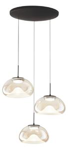 Fabas Luce Lampă suspendată LED Brena, 3 becuri, coniac, Ø 35 cm CCT, dimabilă, reglabil, Maro / Rugină, Camera de zi / sufragerie, Sticlă, Modern