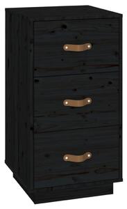 Noptieră, negru, 40x40x75 cm, lemn masiv de pin