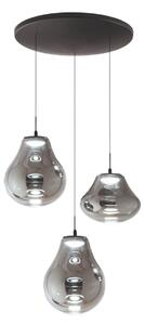 Fabas Luce Lampă suspendată LED Deva, 3 becuri, Ø 50 cm, gri, CCT, dimabilă, reglabil, Gri, Camera de zi / sufragerie, Sticlă, Modern