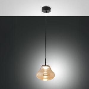 Fabas Luce Lampă suspendată LED Deva, chihlimbar, sticlă, Ø 25 cm, CCT, dimabilă, reglabil, Bej, Camera de zi / sufragerie, Sticlă, Modern