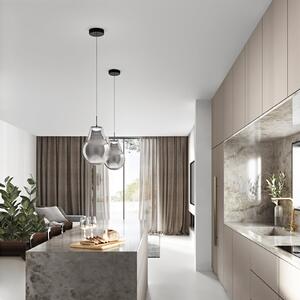 Fabas Luce Lampă suspendată LED Noa, gri, sticlă, Ø 25 cm, CCT, dimabilă, reglabil, Gri, Camera de zi / sufragerie, Sticlă, Modern
