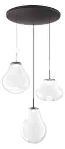Fabas Luce Lampă suspendată LED Deva, 3 becuri, Ø 50 cm, transparent, CCT, dimabilă, reglabil, Transparent, Camera de zi / sufragerie, Sticlă, Modern