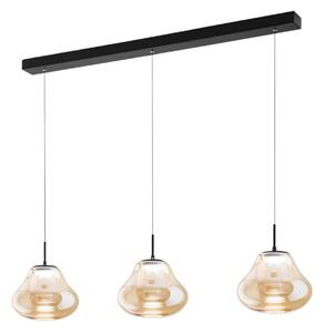 Fabas Luce Lampă suspendată LED Deva, 3 becuri, 115 cm, chihlimbar, CCT, dimabilă, reglabil, Bej, Camera de zi / sufragerie, Sticlă, Modern