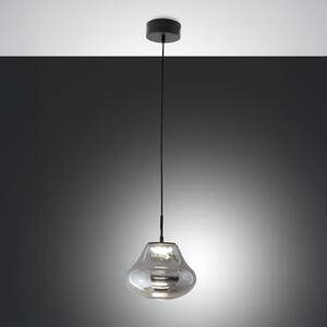 Fabas Luce Lampă suspendată LED Deva, gri, sticlă, Ø 25 cm, CCT, dimabilă, reglabil, Gri, Camera de zi / sufragerie, Sticlă, Modern