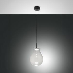 Fabas Luce Lampă suspendată LED Noa, transparentă, sticlă, Ø 25 cm, CCT, dimabilă, reglabil, Transparent, Camera de zi / sufragerie, Sticlă, Modern