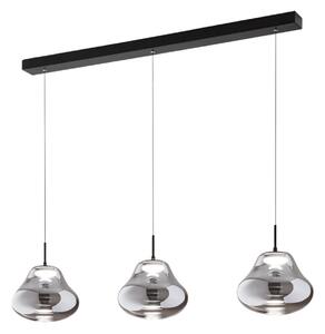 Fabas Luce Lampă suspendată LED Deva, 3 becuri, 115 cm, gri, CCT, dimabilă, reglabil, Gri, Camera de zi / sufragerie, Sticlă, Modern
