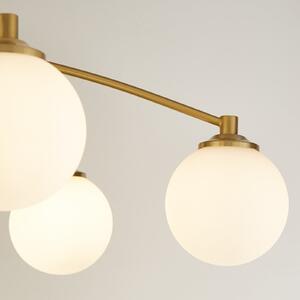 Searchlight Plachetă Feylinn, alb/alamă, sticlă, Ø 75 cm, 6 becuri., reglabil, Alb, Camera de zi / sufragerie, Sticlă, Modern
