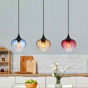 Globo Lampă suspendată Sander, lungime 80 cm, colorată, sticlă, 3 becuri., reglabil, Multicolor, Camera de zi / sufragerie, Sticlă