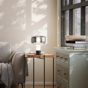 Fabas Luce Lampa de masă Flick, gri fumuriu, sticlă, 28 cm, dimabilă, E14, reglabil, Gri, Camera de zi / sufragerie, Sticlă, Modern