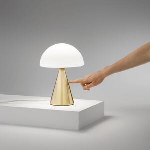 Fabas Luce Lampa de masă LED Blip, alamă/alb, sticlă, CCT, dimmer tactil, reglabil, Auriu / Alamă, Camera de zi / sufragerie, Sticlă, Modern