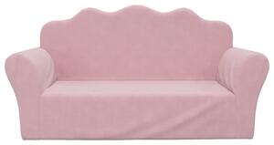 Canapea pentru copii cu 2 locuri, roz, pluș moale