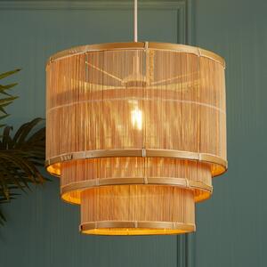 Searchlight Lampă suspendată Astaria, culoare lemn, bambus, Ø 40 cm, E27, reglabil, Lemn, Camera de zi / sufragerie, Bamboo, Casă de țară / Rustic