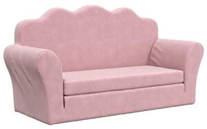 Canapea extensibilă de copii cu 2 locuri, roz, pluș moale