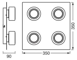OSRAM Plafonieră LED ORBIS FLAME, negru, 4 becuri, CCT IP44, Negru, Baie, Metal, Modern