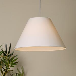Searchlight Lampă suspendată Lyta, albă, Ø 38 cm, textilă, E27, formă conică, reglabil, Alb, Camera de zi / sufragerie, Țesătură / Textil, Scandinavă