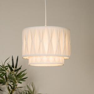 Searchlight Lampă suspendată Wieka, bej, in, Ø 30 cm, E27, reglabil, Bej, Camera de zi / sufragerie, Țesătură / Textil, Scandinavă