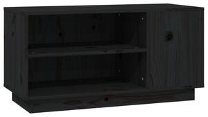 Comodă TV, negru, 80x35x40,5 cm, lemn masiv de pin