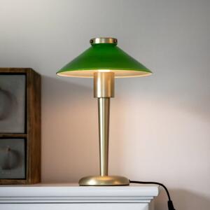 PR Home Lampă de masă August, culoare alamă/verde, 34 cm, metal, Verde, Camera de zi / sufragerie, Metal
