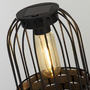 Searchlight Lampă solară LED pentru terasă Tahoa, 26 cm, gri, ratan, IP44, Gri, Lemn, Casă de țară / Rustic