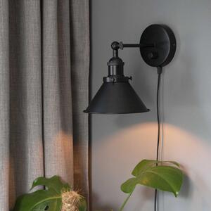 PR Home Aplică de perete Anton cu ștecher, 18 cm, dimabil, negru, reglabil, Negru, Camera de zi / sufragerie, Metal