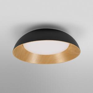 OSRAM Plafonieră LED ORBIS ALVA, negru/decor din lemn, Ø 51 cm, reglabil, Lemn, Camera de zi / sufragerie, Metal, Modern