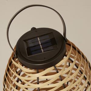 Searchlight Lampă solară LED pentru terasă Netan, maro, ratan, 23 cm, IP44, Lemn, Lemn, Casă de țară / Rustic