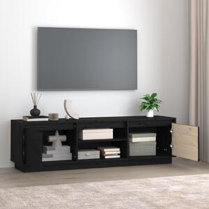 Comodă TV, negru, 140x35x40 cm, lemn masiv de pin