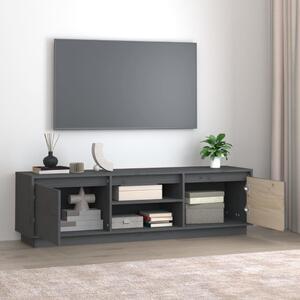 Comodă TV, gri, 140x35x40 cm, lemn masiv de pin
