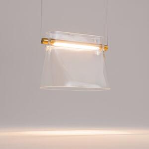 Maytoni lampă suspendată din sticlă Cabaret, alamă/transparentă, lungime 25 cm, Auriu / Alamă, Camera de zi / sufragerie, Sticlă
