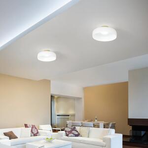 Fabas Luce Plafonieră LED Lunar, alb, sticlă, Ø 42 cm, CCT, dimabilă, reglabil, Alb, Camera de zi / sufragerie, Sticlă, Modern