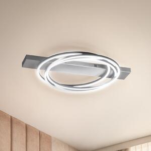 FISCHER & HONSEL Plafonieră LED Kiku, lungime 76 cm, culoare aluminiu, metal, reglabil, Metalic, Camera de zi / sufragerie, Metal, Modern
