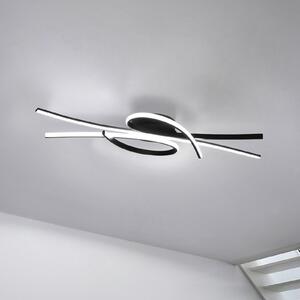 FISCHER & HONSEL Plafonieră LED Biba, negru, lungime 100 cm, metal, CCT, reglabil, Negru, Camera de zi / sufragerie, Metal, Modern