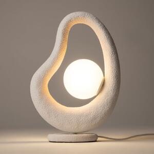 Maytoni LED-Lampa de masă Opus, alb, metal/sticlă, înălțime 38 cm, Alb, dormitor, Metal
