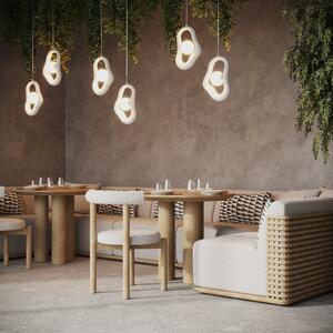 Maytoni Lampa suspendată din sticlă Opus, albă,, reglabil, Alb, Camera de zi / sufragerie, Metal