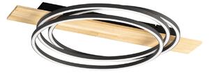 FISCHER & HONSEL Plafonieră LED Marit, lungime 76 cm, negru nisip, metal/lemn, reglabil, Negru, Camera de zi / sufragerie, Metal, Modern
