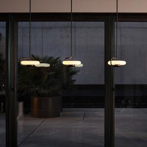 Kdln Lampă suspendată LED TRATTO, negru, Ø 27 cm, metal/sticlă, reglabil, Negru, Camera de zi / sufragerie, Sticlă, Design