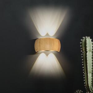 FISCHER & HONSEL Aplică de perete LED Shine-Wood, lățime 20 cm, stejar/negru 4 becuri., Lemn, Camera de zi / sufragerie, Lemn